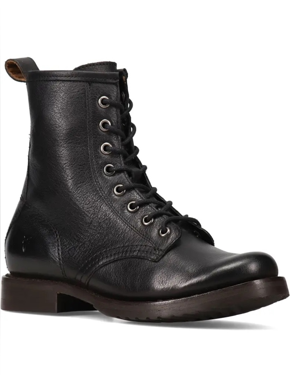 Frye 6.5 Black Lace-Up Leather Veronica flex Combat Boots